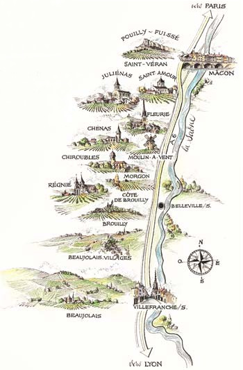 Beaujolais appellation map