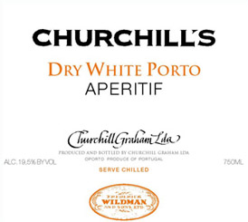 Churchill's Dry White Porto label